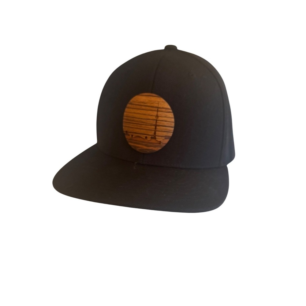 Skyline Wood Patch Black Snapback Hat With Wood Accent‎ MKO adjustable